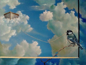 D pájaro en el cielo Pinturas al óleo